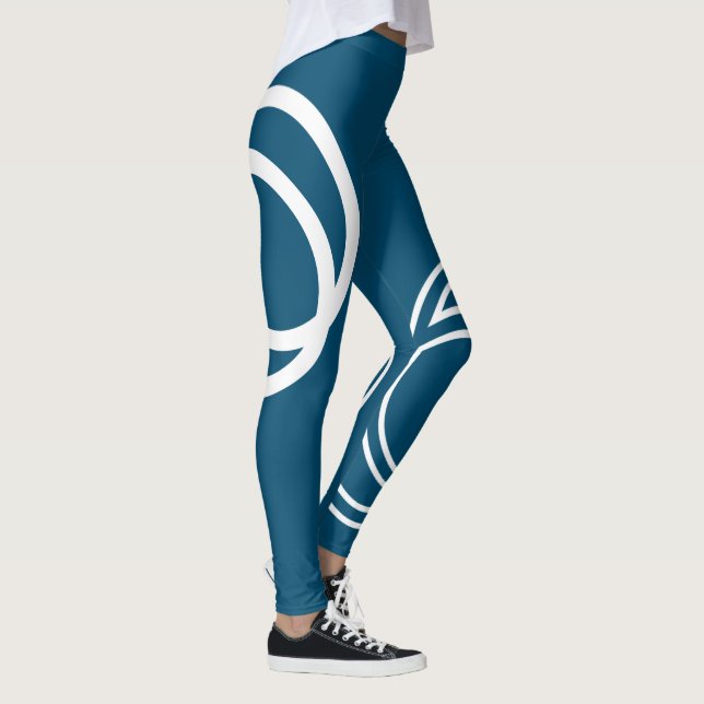 Creative White Monochrome Intersected Circles Legg Leggings (Right)