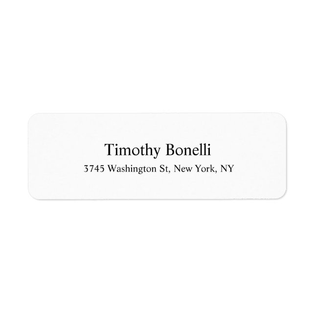 Creative White Stylish Elegant Modern Style Return Address Label (Front)