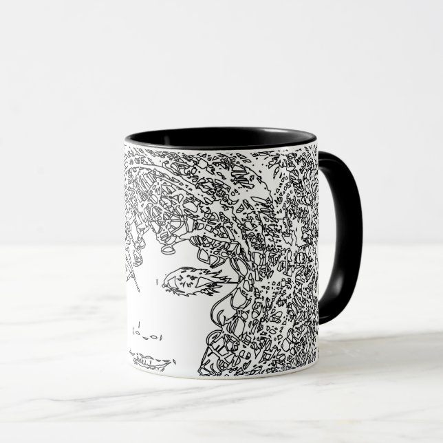 Creative Woman Black White Fireworks Mug (Front Right)