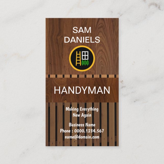 Creative Wood Grain Panels Handyman Business Card (Front)