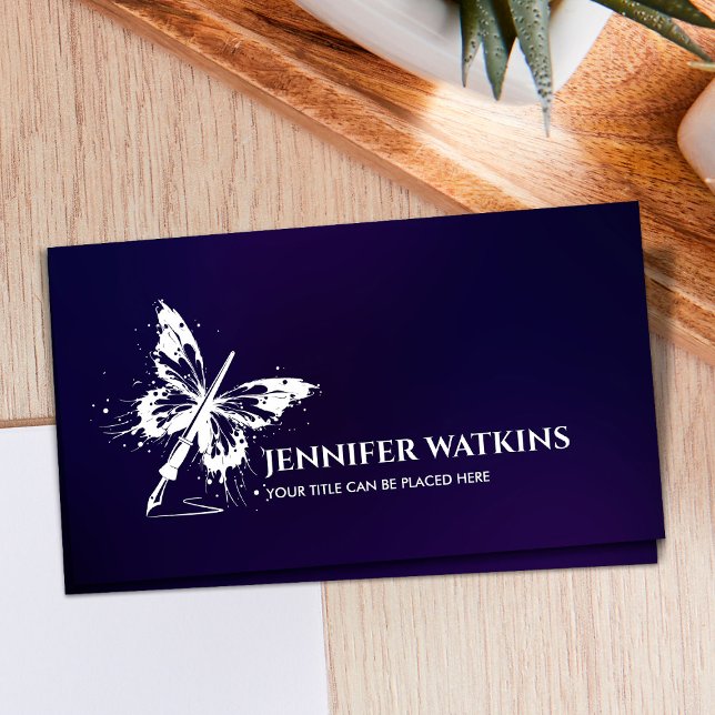 Creative Writing - Fountain Ink Pen Butterfly Business Card (Creator Uploaded)