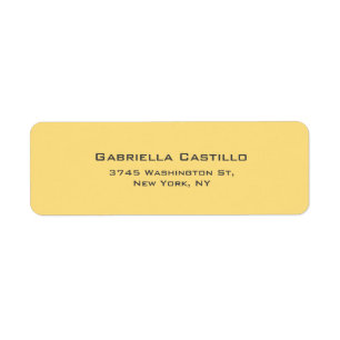 Creative Yellow Color Plain Elegant Simple Return Address Label