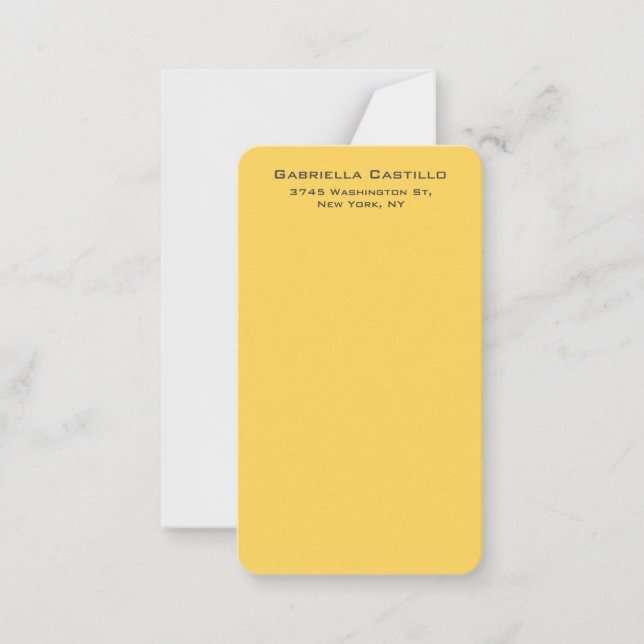 Creative Yellow Colour Plain Elegant Simple Card (Front)