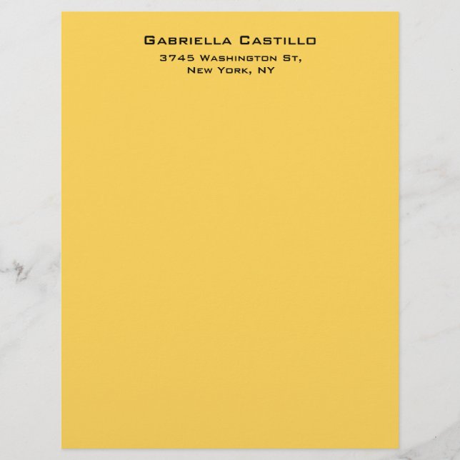 Creative Yellow Colour Plain Elegant Simple Custom Letterhead (Front)