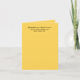 Creative Yellow Colour Plain Elegant Simple Note Card