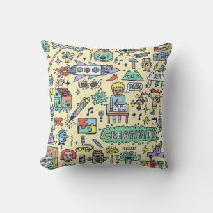 Creativity Activities Funny Doodle Cartoon Set 1. Cushion
