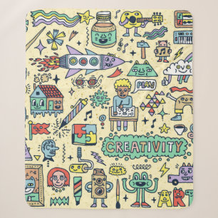 Creativity Activities Funny Doodle Cartoon Set 1. Sherpa Blanket