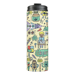 Creativity Activities Funny Doodle Cartoon Set 1.  Thermal Tumbler