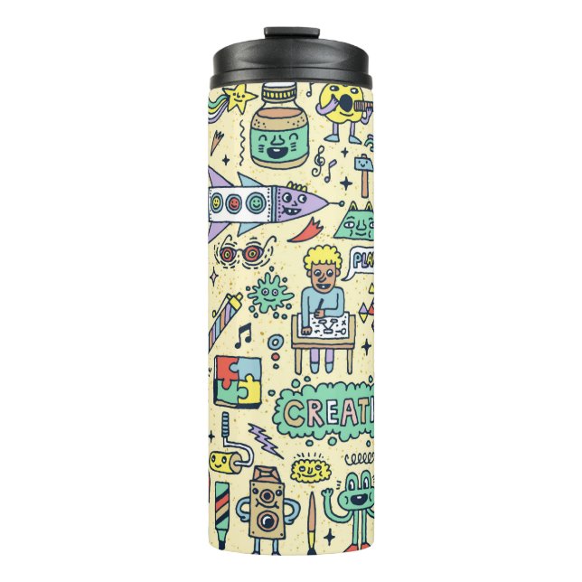 Creativity Activities Funny Doodle Cartoon Set 1.  Thermal Tumbler (Front)