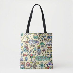 Creativity Activities Funny Doodle Cartoon Set 1. Tote Bag