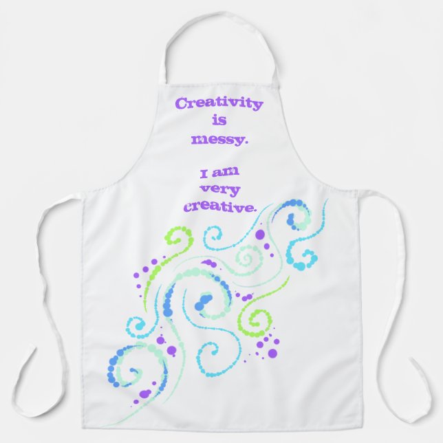 Creativity is Messy. Swirls Design Funny Apron (Front)