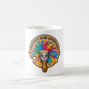 Creativity Is My Superpower Cute Paintbrush Palett Coffee Mug