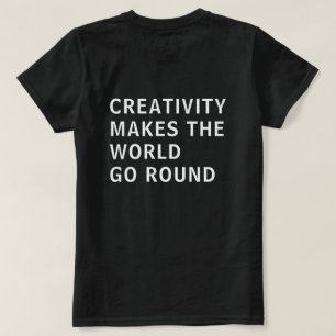 Creativity Quote White Typography Back Print Black T-Shirt