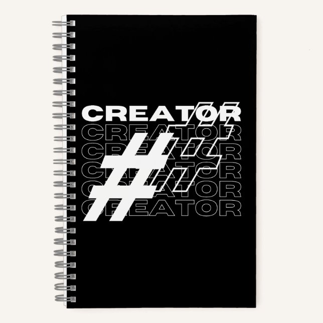 Creator Hashtag Typography Notebook (Front)