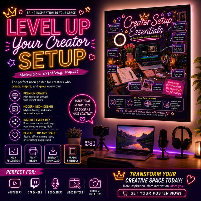Creator Setup Essentials Neon Poster |  (Creator Uploaded)