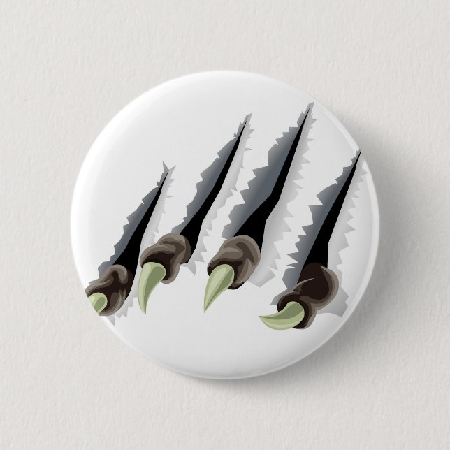 Creature claws tearing through background 6 cm round badge (Front)