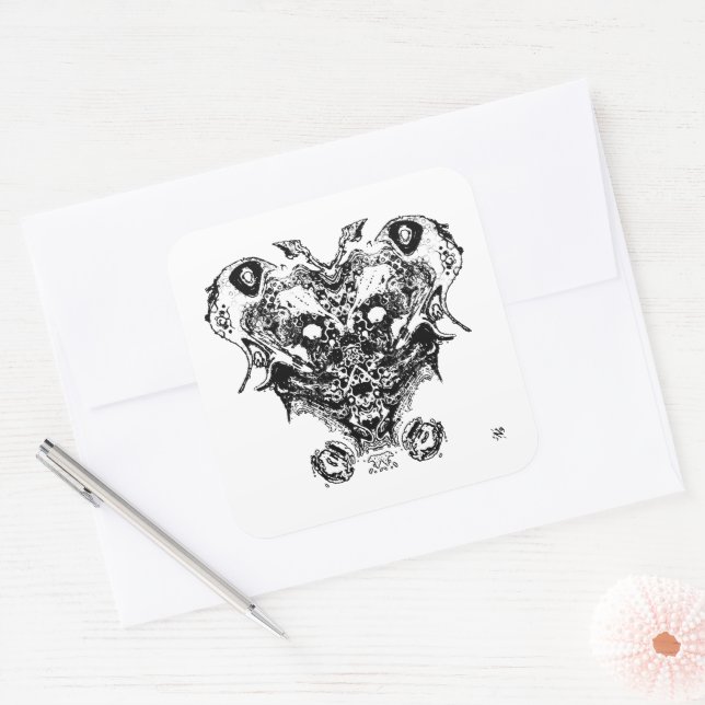 Creature (face like fantasy) square sticker (Envelope)