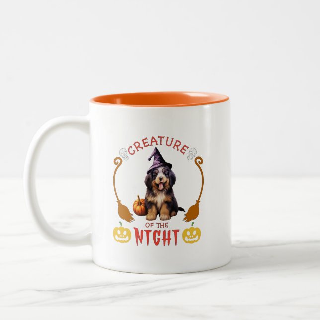 Creature Of The Night Bernese Mountain Dog Two-Tone Coffee Mug (Left)