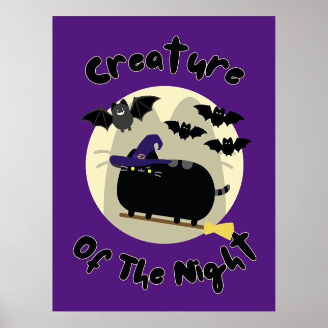 Creature of the Night Halloween Witch Cat Artwork Poster (Front)