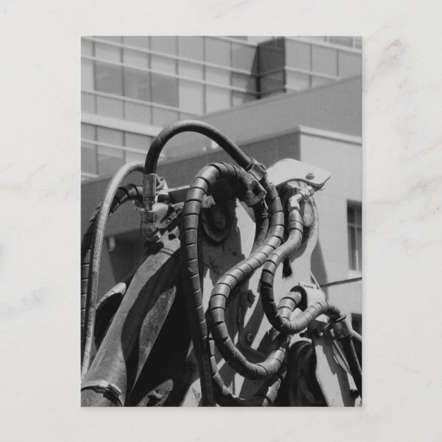 Creature Robotic Ominous Machinery Black and White Postcard (Front)