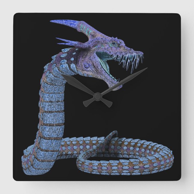 Creature Snake Blue Square Wall Clock (Front)