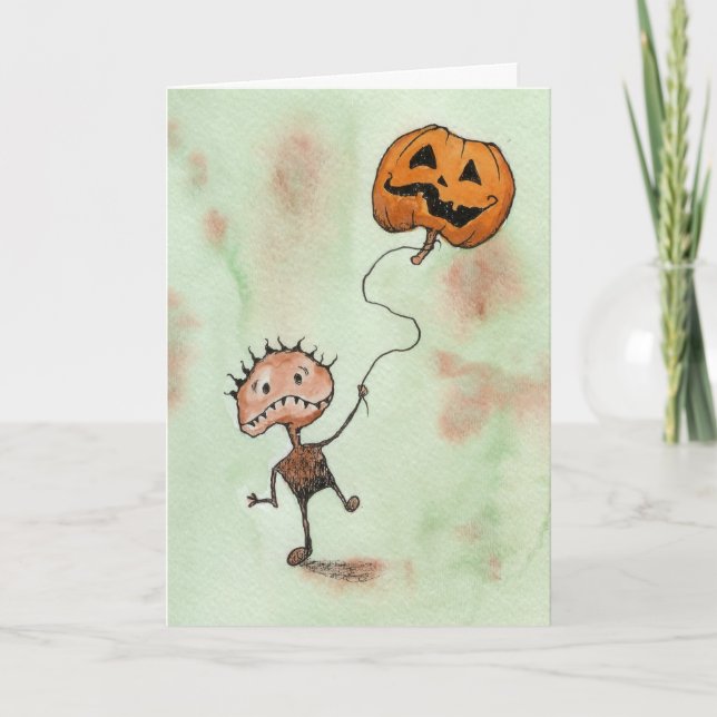 Creature with Pumpkin Halloween Card (Front)