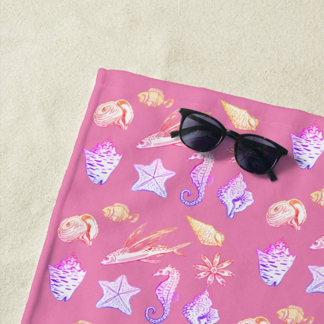 Creatures fom the ocean  beach towel (In Situ)