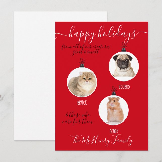 Creatures great & small photo pet Christmas Card (Front/Back)