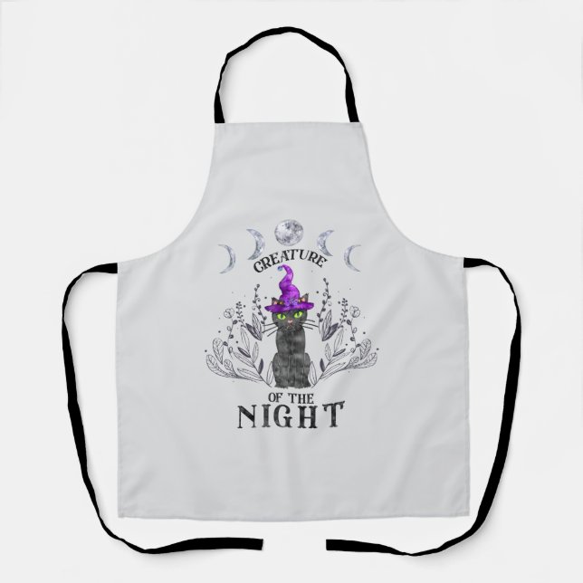 Creatures of the Night – Halloween Black Cat Apron (Front)