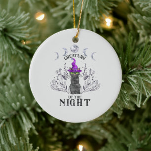 Creatures of the Night – Halloween Black Cat Ceramic Ornament