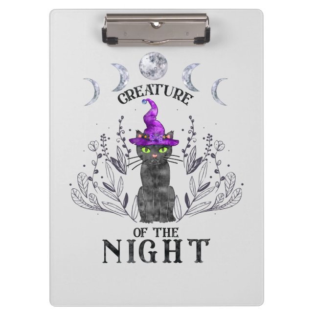 Creatures of the Night – Halloween Black Cat Clipboard (Front)