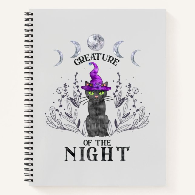 Creatures of the Night – Halloween Black Cat Notebook (Front)