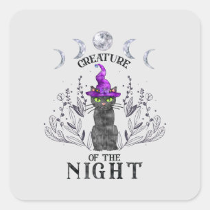 Creatures of the Night – Halloween Black Cat Square Sticker