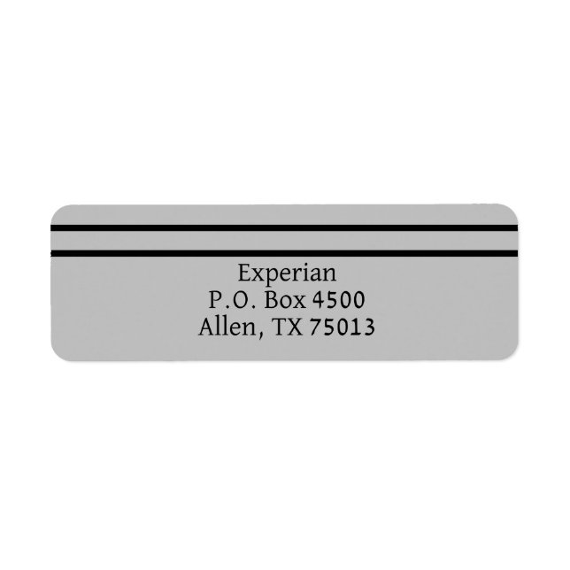 Credit Bureaus Addresses  Return Address Label (Front)