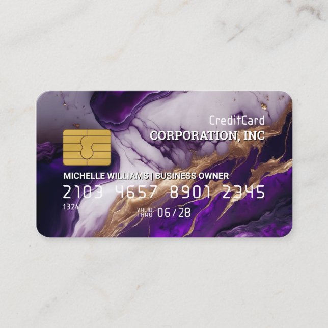 Credit Card | Blue Purple Gold Marble (Front)