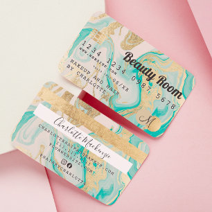 Credit card gold marble agate beauty monogram