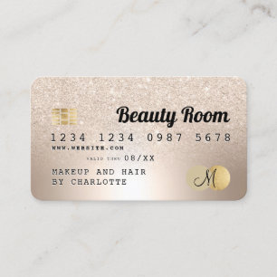 Credit card gold metallic beauty glitter monogram