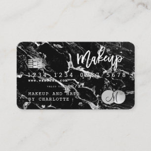 Credit card hair black marble chic monogram
