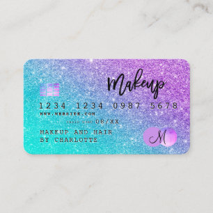 Credit card hair makeup mermaid glitter monogram