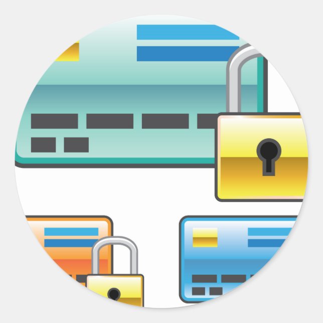 Credit Card Lock debit ATM card Classic Round Sticker (Front)