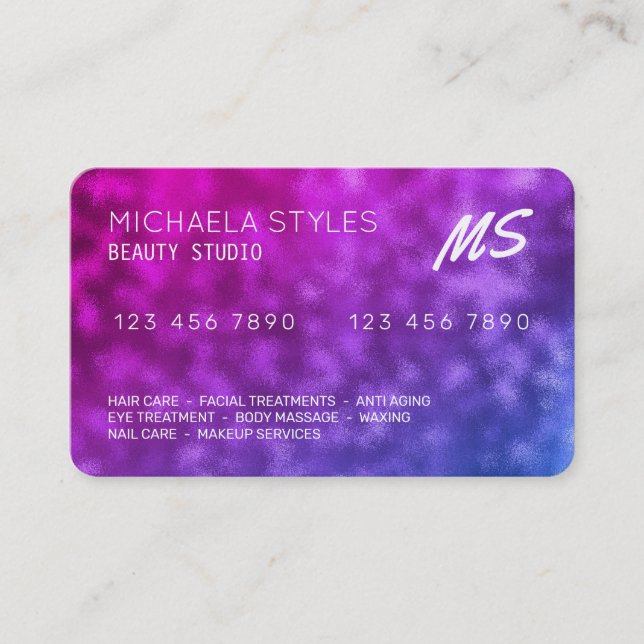 Credit card looks inspired sparkly purple and pink (Front)