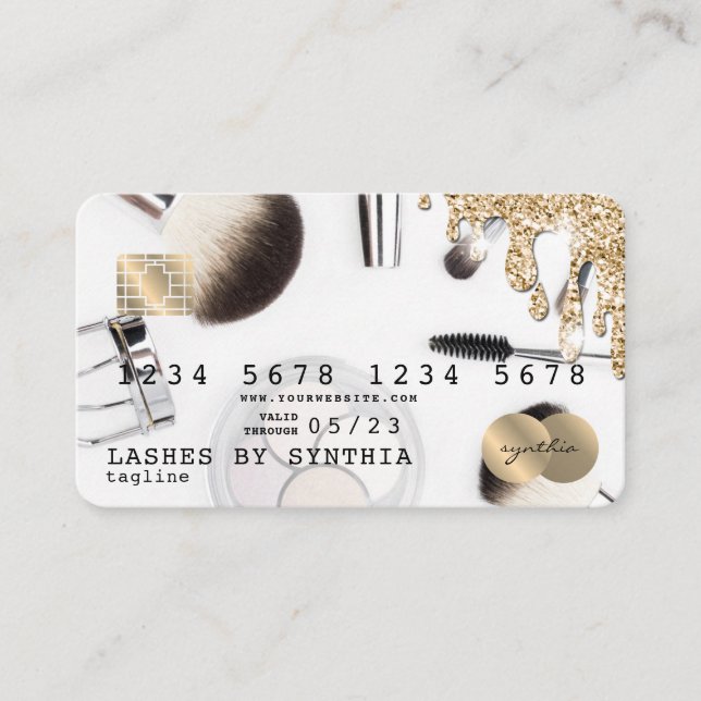 Credit Card Makeup Artist gold drips (Front)