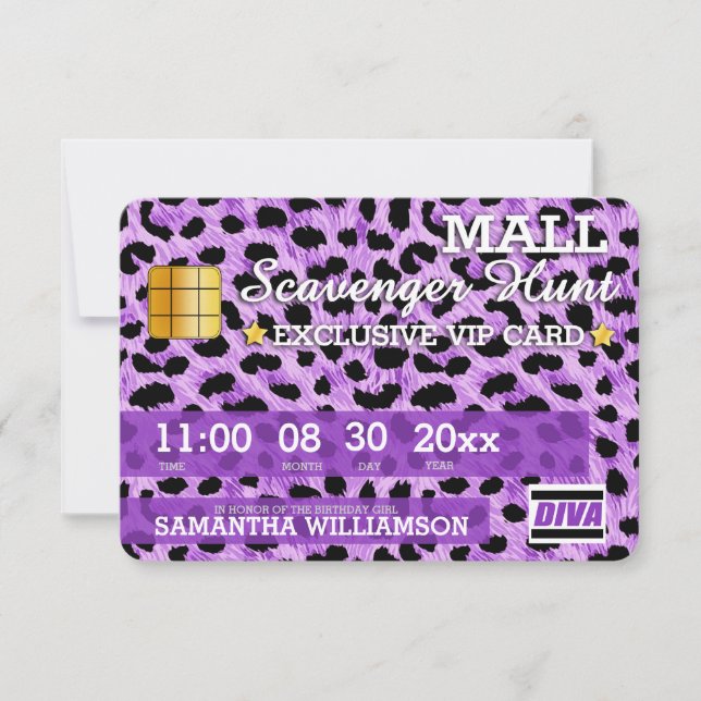 Credit Card Mall Scavenger Hunt Party Invitation (Front)
