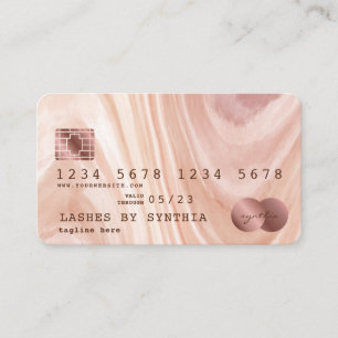 Credit Card Modern Dusty Pink Marble Makeup Artist