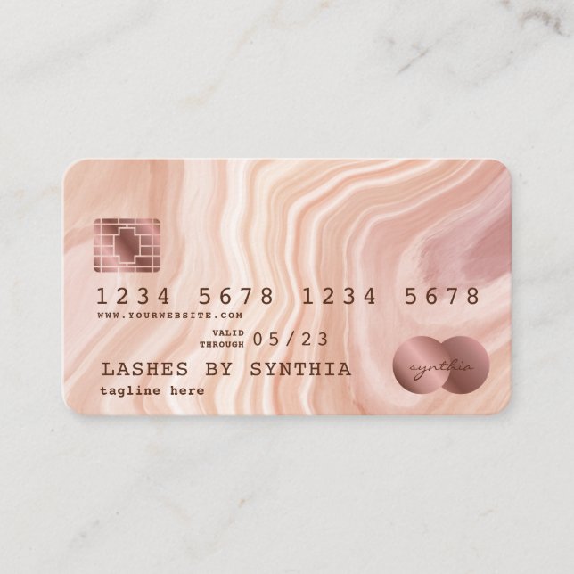 Credit Card Modern Dusty Pink Marble Makeup Artist (Front)