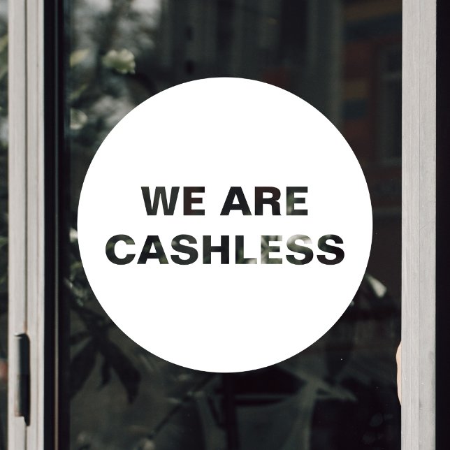 Credit Card Only Cashless Business Round White (Credit Card Only Cashless Business Round White Window Cling
)