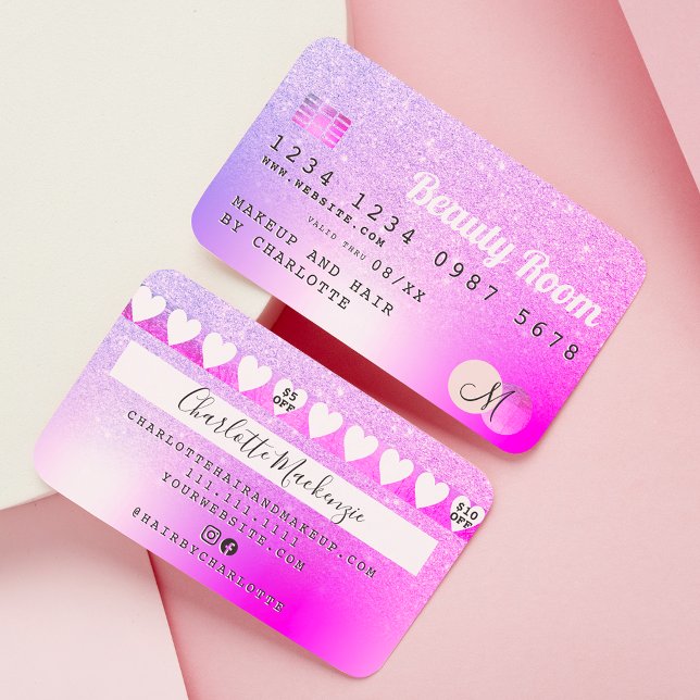 Credit card pink purple metallic glitter loyalty (Creator Uploaded)