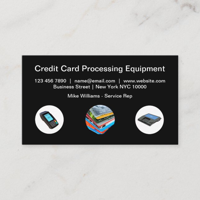 Credit Card Processing Equipment Business Cards (Front)
