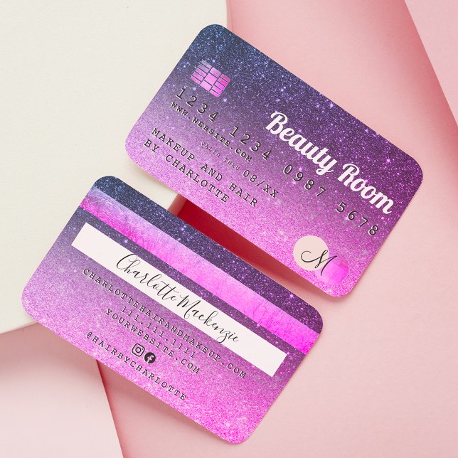 Credit card purple pink glitter beauty (Creator Uploaded)
