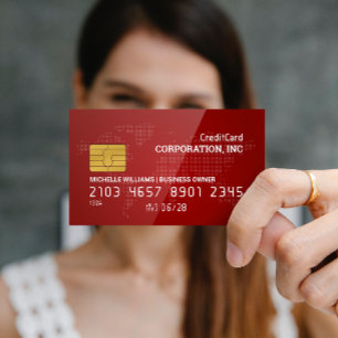 Credit Card   Red Gloss   Map of The World